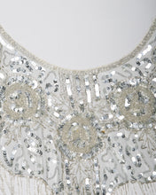 Load image into Gallery viewer, SILVER SEQUINNED BEADED FRINGED BOLERO