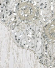 Load image into Gallery viewer, SILVER SEQUINNED BEADED FRINGED BOLERO