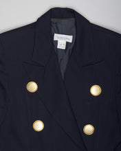 Load image into Gallery viewer, Navy Boxy fit Clips gold button blazer
