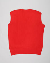 Load image into Gallery viewer, Red ribbed Aran style sleeveless sweater vest