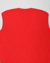 Load image into Gallery viewer, Red ribbed Aran style sleeveless sweater vest
