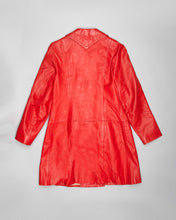 Load image into Gallery viewer, Red leather multi buckle up fitted coat