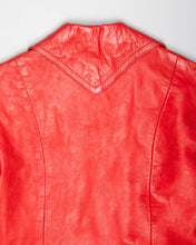 Load image into Gallery viewer, Red leather multi buckle up fitted coat