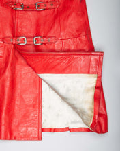Load image into Gallery viewer, Red leather multi buckle up fitted coat