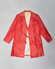 Load image into Gallery viewer, Red leather multi buckle up fitted coat