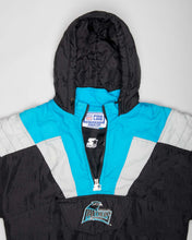Load image into Gallery viewer, NFL PANTHERS BLACK/BLUE/GREY QUILTED OVERSIZED SPORTS TOP