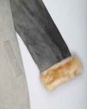 Load image into Gallery viewer, Club Voltaire grey patchwork denim fur-lined long coat
