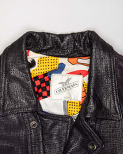 Load image into Gallery viewer, BLACK '80S CROCODILE PRINT SHOULDER PADS OVERSIZED FIT LONG SLEEVED JACKET