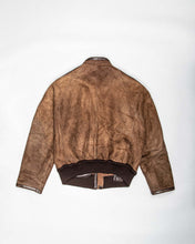 Load image into Gallery viewer, Brown suede oversized fit sherpa lined bomber jacket