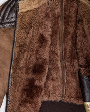 Load image into Gallery viewer, Brown suede oversized fit sherpa lined bomber jacket