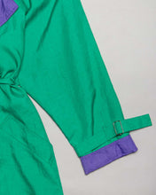 Load image into Gallery viewer, J. Gallery green purple &#39;70s belted trench coat
