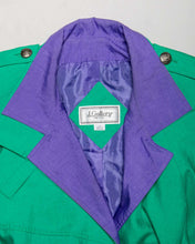 Load image into Gallery viewer, J. Gallery green purple &#39;70s belted trench coat
