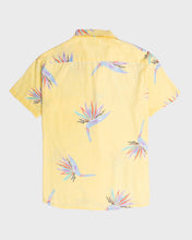 Load image into Gallery viewer, Yellow abstract bird design short sleeved shirt