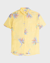 Load image into Gallery viewer, Yellow abstract bird design short sleeved shirt