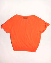 Load image into Gallery viewer, Moschino crop orange buttoned short sleeve top