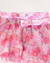 Load image into Gallery viewer, Pink floral pleated peplum high waisted mini skirt