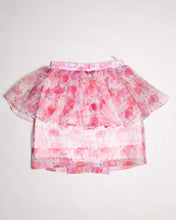 Load image into Gallery viewer, Pink floral pleated peplum high waisted mini skirt