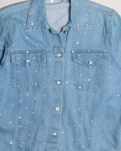Load image into Gallery viewer, Y2k blue diamante studded denim shirt