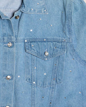 Load image into Gallery viewer, Y2k blue diamante studded denim shirt