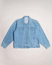 Load image into Gallery viewer, Y2k blue diamante studded denim shirt