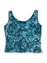 Load image into Gallery viewer, Turquoise &#39;60s sequin beaded knit top
