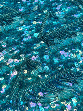 Load image into Gallery viewer, Turquoise '60s sequin beaded knit top