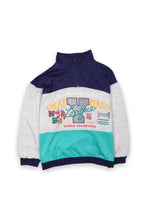 Load image into Gallery viewer, Grey navy panelled baseball half zip sweatshirt