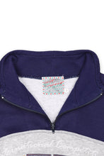 Load image into Gallery viewer, Grey navy panelled baseball half zip sweatshirt