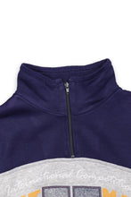 Load image into Gallery viewer, Grey navy panelled baseball half zip sweatshirt