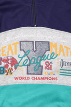 Load image into Gallery viewer, Grey navy panelled baseball half zip sweatshirt