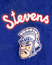 Load image into Gallery viewer, SPARTANS BLUE/WHITE LEATHER OVERSIZED FIT LONG SLEEVES VARSITY JACKET STEVENS LOGO