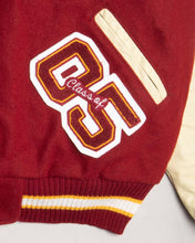 Load image into Gallery viewer, '90s Red Leather Oversized Long Sleeved Varsity Jacket pocket