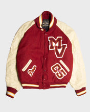 Load image into Gallery viewer, '90s Red Leather Oversized Long Sleeved Varsity Jacket
