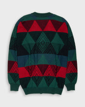 Load image into Gallery viewer, Triangle print green red '80s jumper