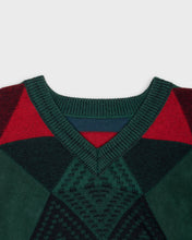 Load image into Gallery viewer, Triangle print green red '80s jumper