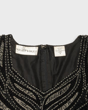 Load image into Gallery viewer, Black and silver sequin '80s fringed party dress