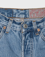 Load image into Gallery viewer, Classic blue Levi 901 ultra high waisted cropped raw hem jeans