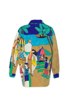 Load image into Gallery viewer, Beach scene graphic print &#39;90s silk shirt
