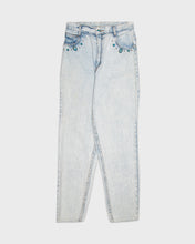 Load image into Gallery viewer, Acid wash studded gem stone blue jeans