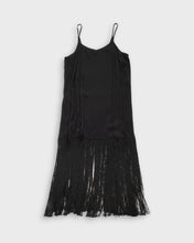 Load image into Gallery viewer, Pinko black fringed '90s slip dress