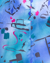 Load image into Gallery viewer, '80s abstract pattern blue satin coat