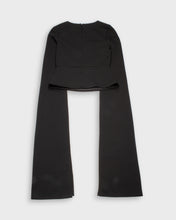 Load image into Gallery viewer, Extreme long wide sleeve black crop blouse