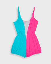 Load image into Gallery viewer, Blue and pink '80s romper
