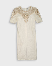 Load image into Gallery viewer, Cream embroidered short sleeve dress