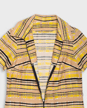 Load image into Gallery viewer, Abstract stripped '70s zip yellow beige dress