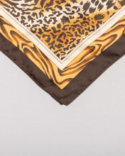 Load image into Gallery viewer, LEOPARD PRINT BROWN/GOLD SQUARE SCARF