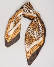 Load image into Gallery viewer, LEOPARD PRINT BROWN/GOLD SQUARE SCARF