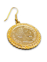 Load image into Gallery viewer, Vintage gold coin earrings