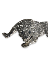 Load image into Gallery viewer, Silver tiger white crystal brooch