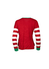Load image into Gallery viewer, Multicoloured Striped red tinsel Reindeer jumper